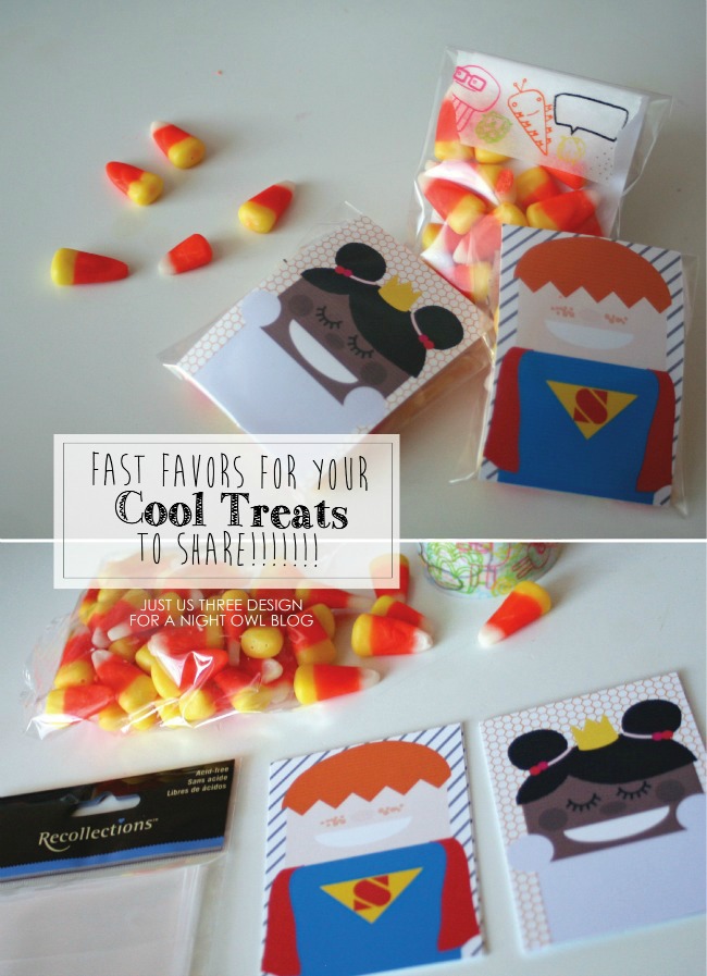 Cool Kids Easy Printable Halloween Treats - Just Us Three for anightowlblog.com | #halloween #treats #favors #crafts