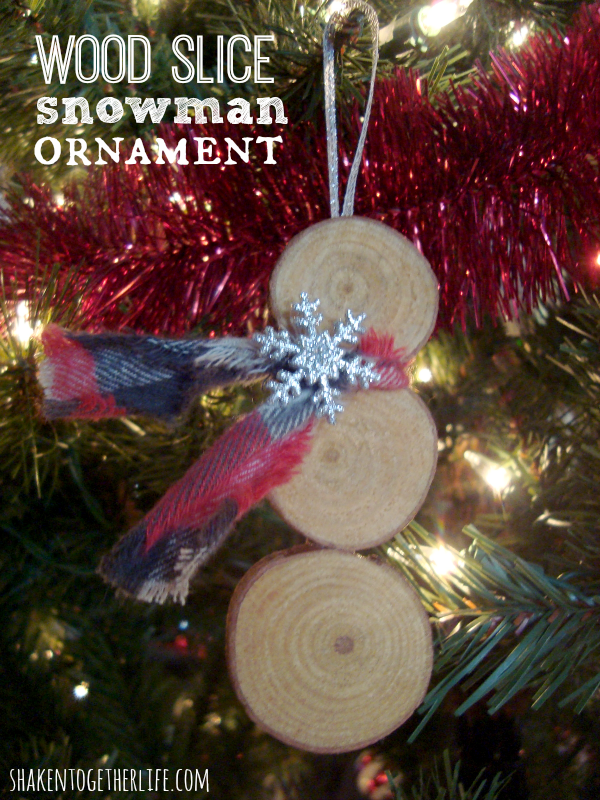 Wood Slice Snowman Ornament from Shaken Together