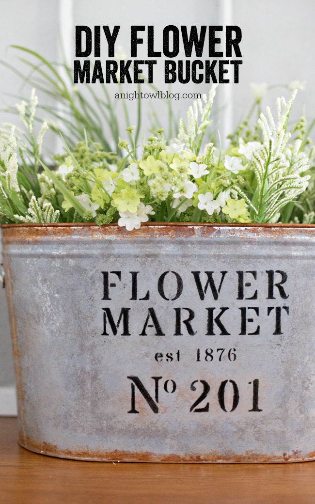Love a modern farmhouse look for less? Make your own DIY Metal Flower Market Bucket in just a few easy steps!