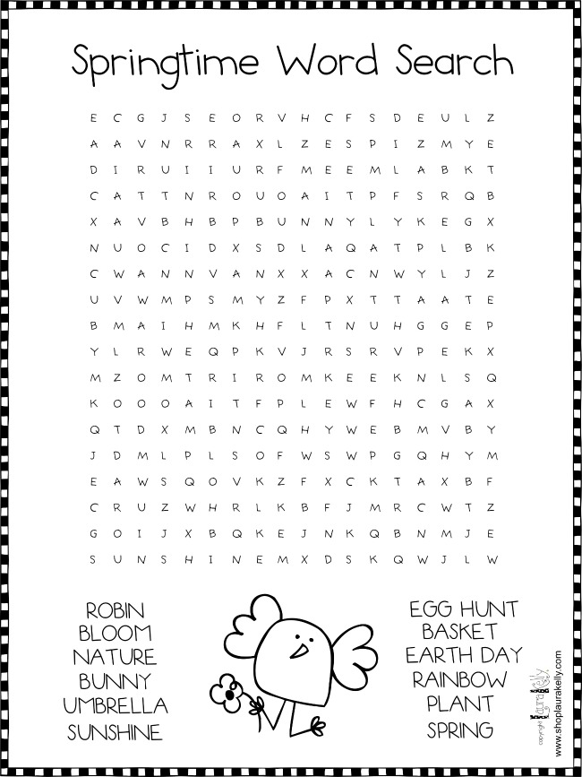 Free Printable Spring-time Word Search!