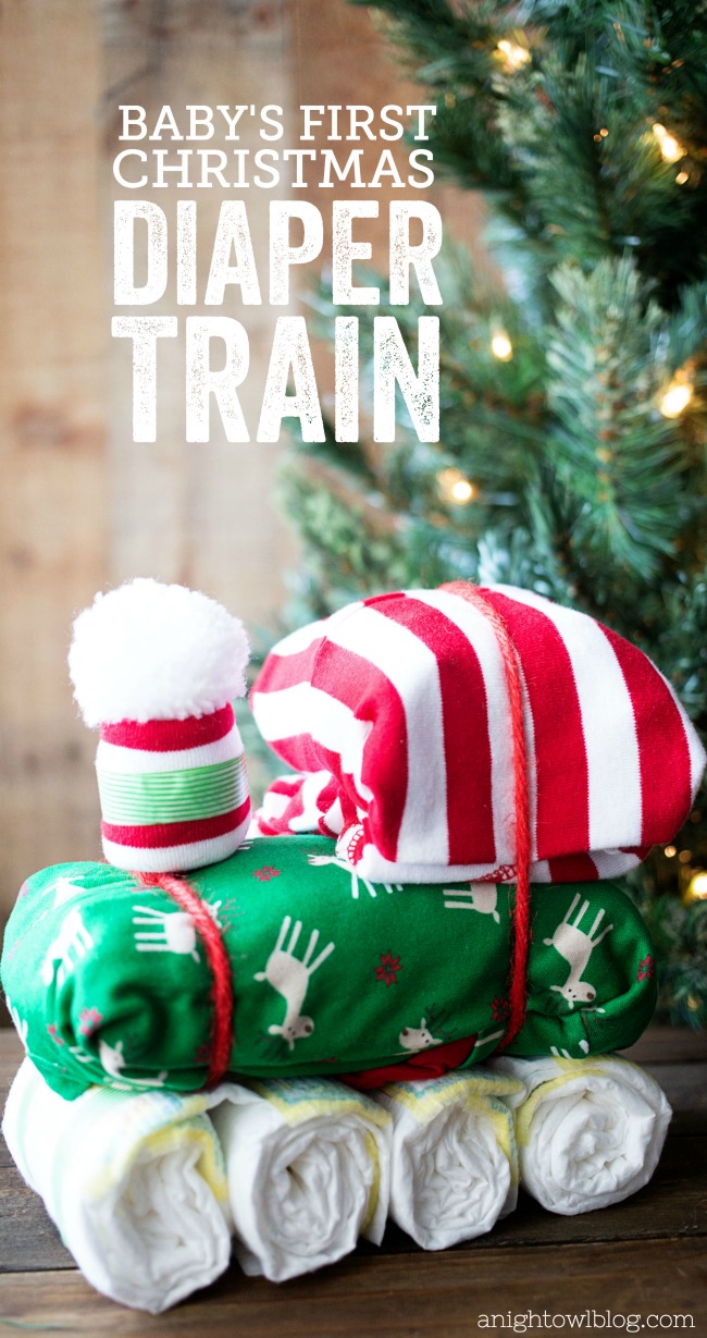 This DIY Diaper Train Gift is perfect for Baby's First Christmas!