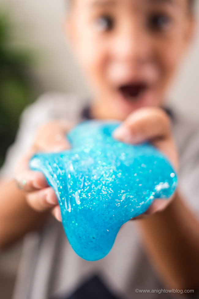 Perfect for summer play, #SharkWeek or any day of the year - whip up this 3-ingredient DIY Shark Slime that is safe and easy enough for your kids to make!